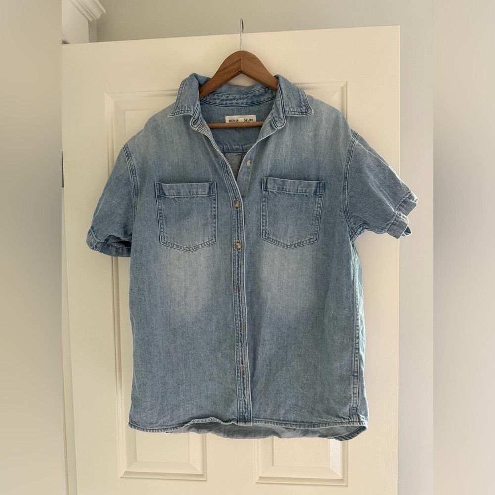Denim forum oversized boyfriend denim shirt